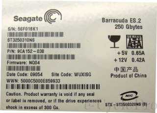   Component Seagate Barracuda ES.2 SATA 3.0 Gb/s 250 GB Hard Drive