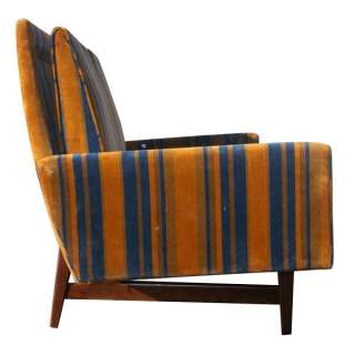 Vintage Walnut Jens Risom Settee Sofa Couch Lounge  
