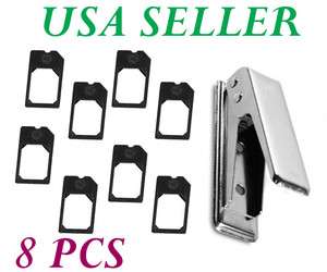 Micro Sim Card Cutter w/ 8 Sim Adapters for iPhone 4G OS  