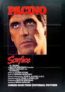 SCARFACE * ADVANCE GANGSTER MOVIE POSTER 1983 AL PACINO  