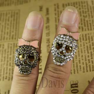 Two colors set auger hollow out skull ring size 7  