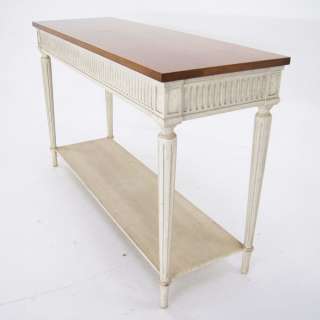   French Provincial Decorative Walnut Sofa Console Table Drawers  