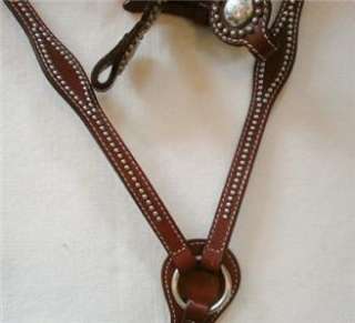 Headstall Breast Strap Med Oil Studded Silver Conchos  