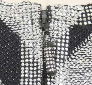 St. John Evening Black & Silver Zebra Jeweled Zip Up Jacket Size 2 