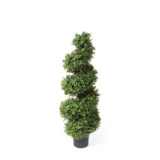 Potted Artificial Spiral Boxwood Tree Christmas Topiary   Unlit