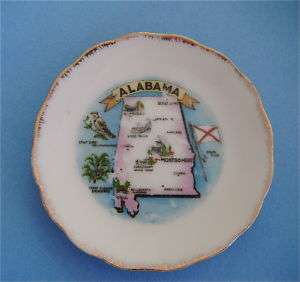 Vintage State Plate Alabama Map & Attractions Tiny  