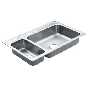   Excalibur 4 Hole Stainless Steel 22 Gauge Double Bowl Drop In Sink