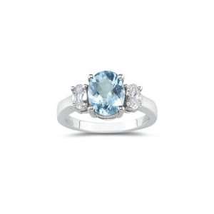   Cts Diamond & 3.00 Cts Aquamarine Ring in 14K White Gold 9.5 Jewelry