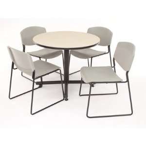 Hospitality 42 Round Reversible Wood Laminate Table in Beige / Grey 
