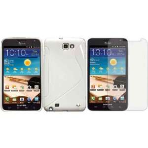  White S Shape TPU Case Cover+LCD Screen Protector for Samsung 