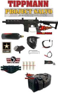 Tippmann PROJECT SALVO US Army Paintball Gun Pack W/BAG,Mask,20,Remote 