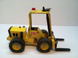 Vintage Yellow TONKA Flatbed Truck & Forklift Pressed Steel Toy  