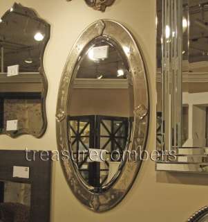 HORCHOW Madeline Oval Etched Venetian Wall MIRROR Luxe  
