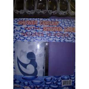  Shower Curtain with Shower Liner / 12 Hooks 72x72 