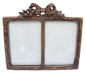 Brass Picture Frame Antique Double 4x5 Photo Frames Bow  