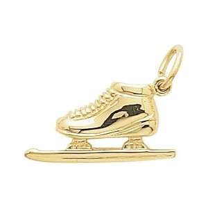  Rembrandt Charms Speed Skate Charm, Gold Plated Silver 