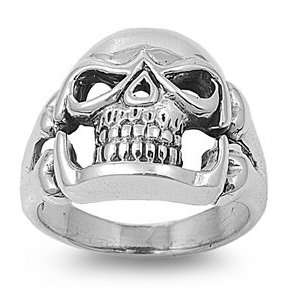  Sterling Silver Mens Skull Ring   Size 8 Jewelry