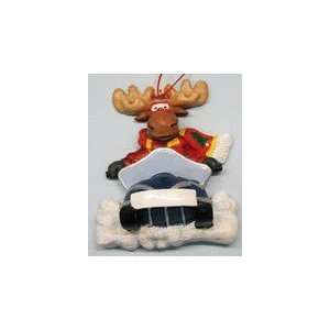  Snowmobiling Moose Christmas Ornament