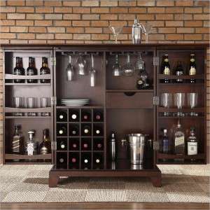  Furniture Alexandria Expandable Home Bar Cabinet in Mahogany Finish