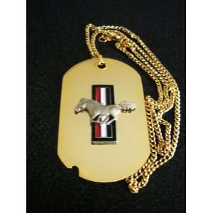   Solid Brass Dog Tag Necklace with 18 Gold Chain 