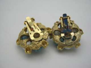 Vintage Cluster Bead Clip Screw Back Earrings  