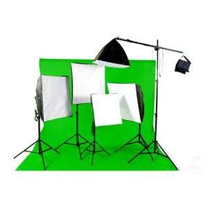  5 Point Studio Lighting Kit + Green Screen & Support Stand 
