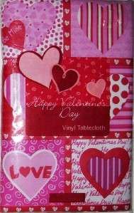 VALENTINES DAY TABLECLOTH 60 x 84 Pink Red Hearts NEW  
