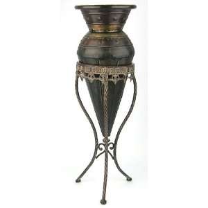 Metal Iron Plant Stand 27in Tan Brown 