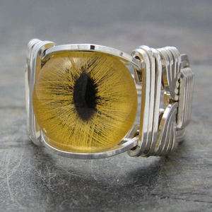   Cat Eye Eyeball Sterling Silver Wire Wrapped Ring ANY size  