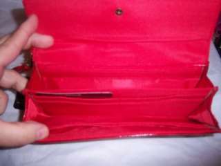 Mundi Red Clutch Patent Wallet Wristlet New  