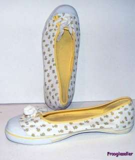 Wave Zone womens canvas flats shoes 10 M white yellow  