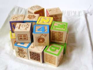 Wooden Blocks Alphabet Numbers Boy Girl Stamped  
