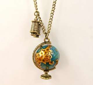 New Women Vintage Globe Telescope Earth Pendant Necklace Earth Can 
