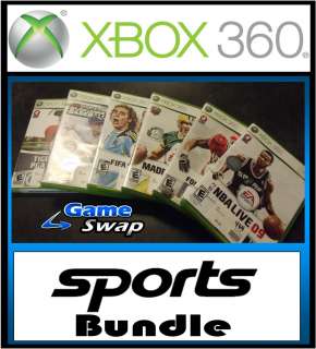 XBOX 360 SPORTS BUNDLE MADDEN, NCAA, TIGER WOODS, NBA LIVE, FIFA 