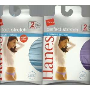  Hanes Perfect Stretch Opaque Thongs Size 10/11 2 Pairs Per 