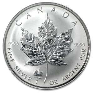   1998 1 oz Silver Canadian Maple Leaf   Titanic Privy 