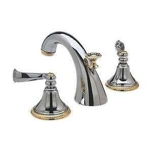  Bathroom Faucet with Lever Handles in Antique Brass/White Trim 