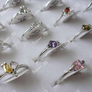 wholesale jewelry lots 30pcs pretty zircon silver plated rings new 