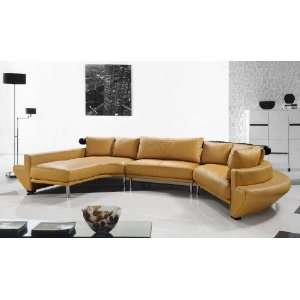 Ultra Modern Camel Leather Sectional Sofa Set