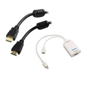  iKross MHL Micro USB Male to HDMI Female Adapter + 15FT 