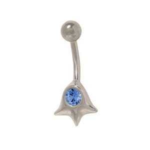  Antique Belly Button Ring with Dark Blue Cz Jewel Jewelry