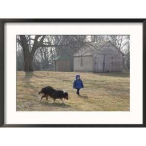  Male and His Sheltie Dog Walk Through a Historic Farm Collections 