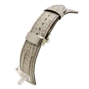   Croco Grain Deployment Clasp Leather Watch Strap 