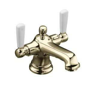   Lavatory Faucet with White Ceramic Lever Handles, Vibrant French Gold