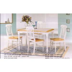  Solid Wood Natural & White Tile Top Table & 4 Chairs
